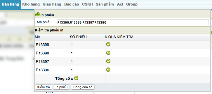 Nhập mã đơn hàng muốn in phiếu